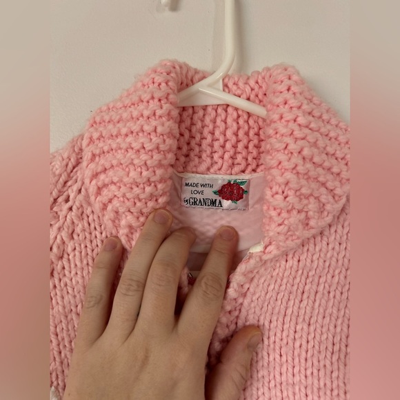 Vintage Child's Cowichan-Style Handknit Kitty- Button Up Handmade Sweater - Picture 6 of 7